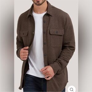 Cloudveil Quilted Jacquard Shirt Jacket Shacket Mens Snaps Pockets. XL Brown